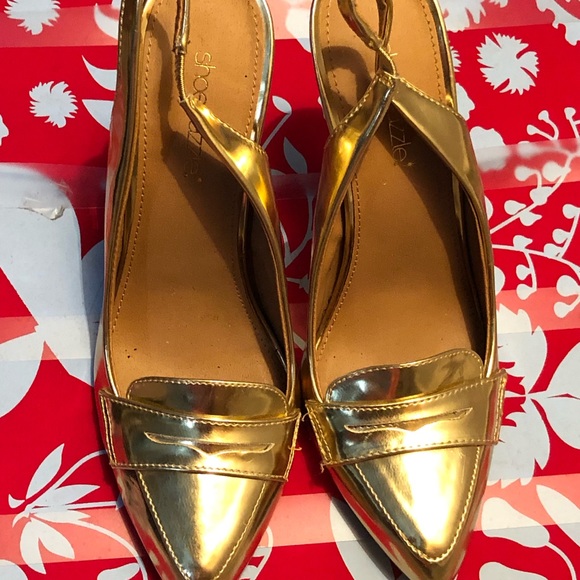 Metallic Gold Slingbacks - Picture 1 of 6